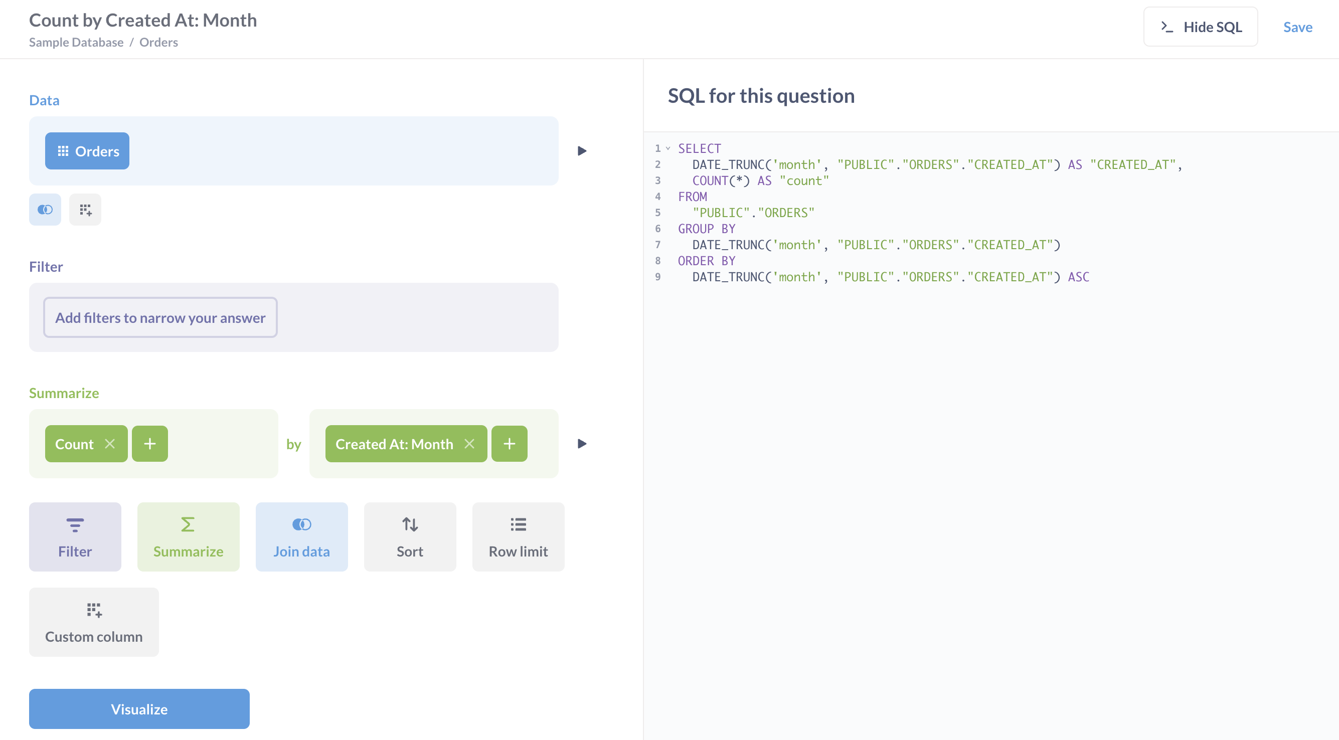 Просмотр SQL